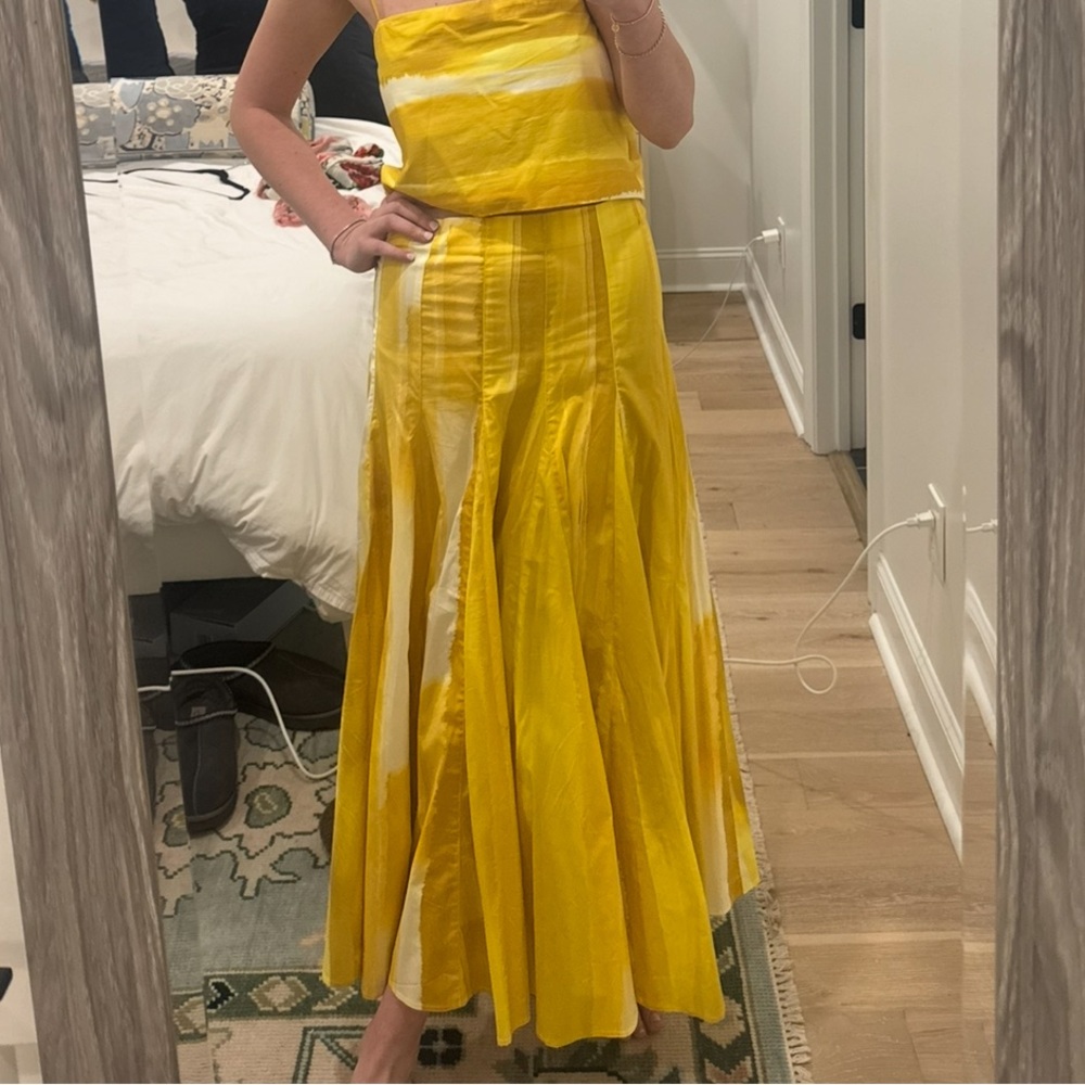 ANTONIO MELANI Yellow and White Midi Skirt